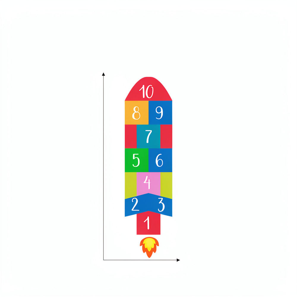 Kids Education Activities - Yaratıcı Roket Desenli Zıplama Oyunu Duvar